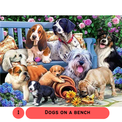 DIY Painting By Numbers: Dogs And Cats Oil Painting